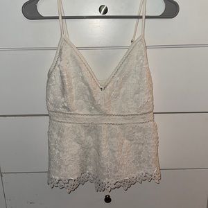 White Lace Floral Tank Top